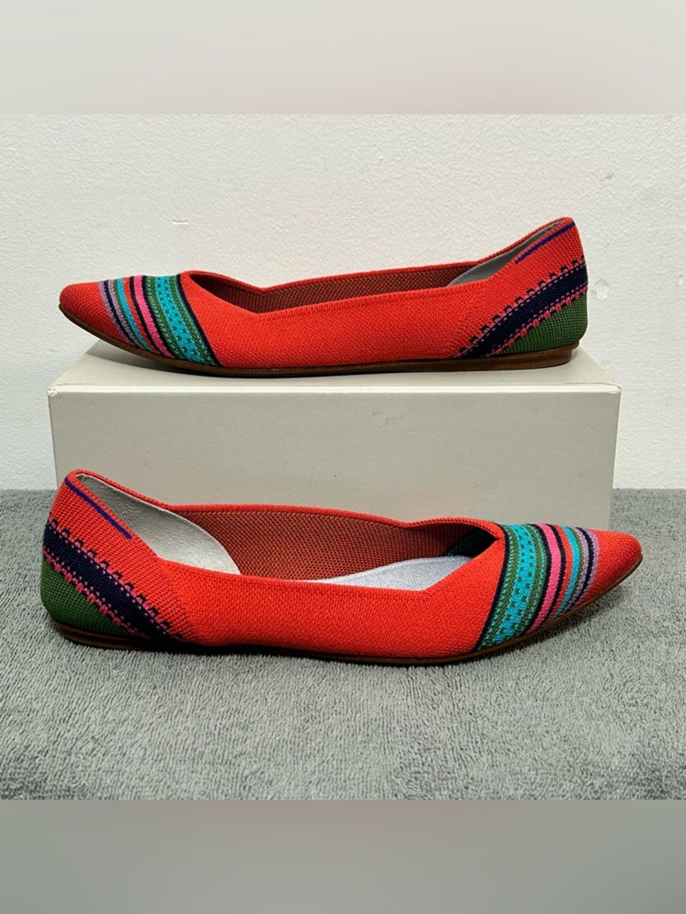 Rothy’s Merino Wool Collection Point Toe Blaze Ribbon Stripe Flats Womens Size 9